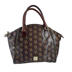Dooney & Bourke Sutton Sidney Satchel Handbag Purse Bag Brown Logo Leather